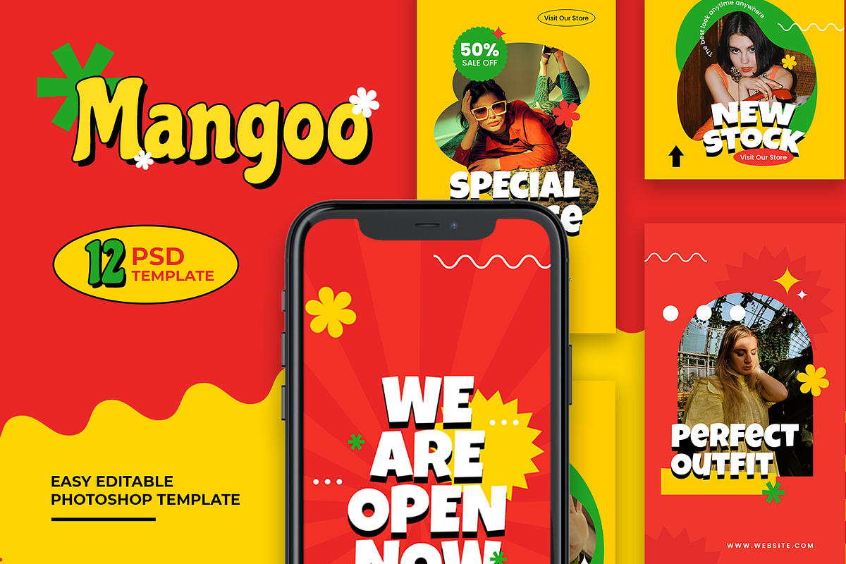 Mangoo Retro Instagram Template, a Social Media Template by Shinra Labs (Photo 1 of 6)