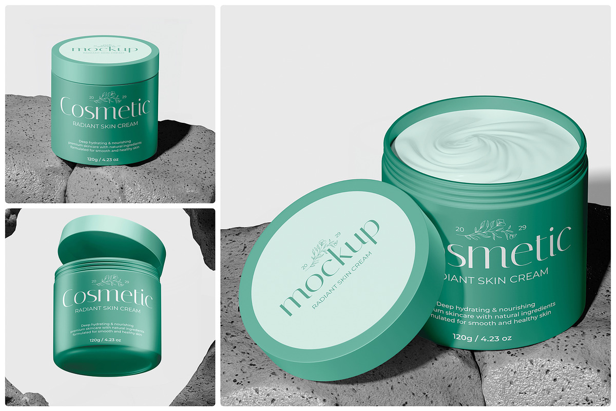 Cosmetic Cream Jar Mockup, a Packaging Mockup by Unerispace (Photo 1 of 5)