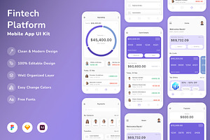 Fintech Platform Mobile App UI Kit, an UI Kit Template by Betush