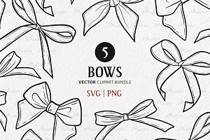 Bow Vector Line Art Set, an Illustration by MadliArt