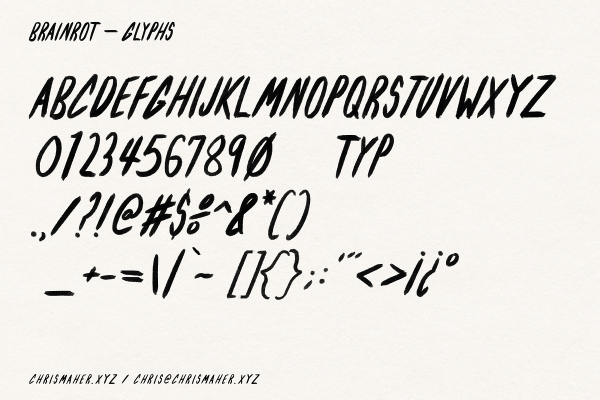 BRAINROT - Handwritten Typeface, a Sans Serif Font by The Shop of Chris Maher (Photo 4 of 5)