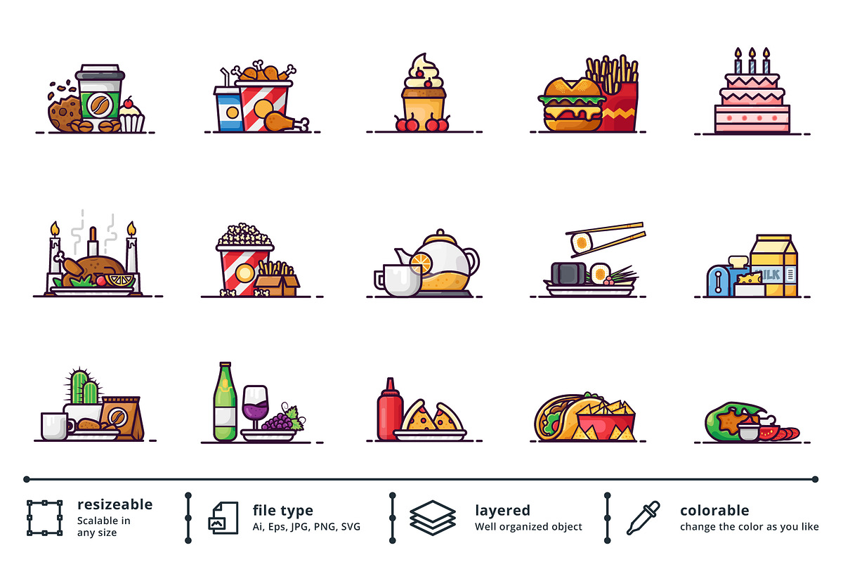 Food collection vector illustration, a Duotone Icon by Creastale (Photo 2 of 8)