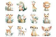 Cute Safari Animals Clipart, a Graphic by CitraGraphics (Thumbnail 2 of 4)