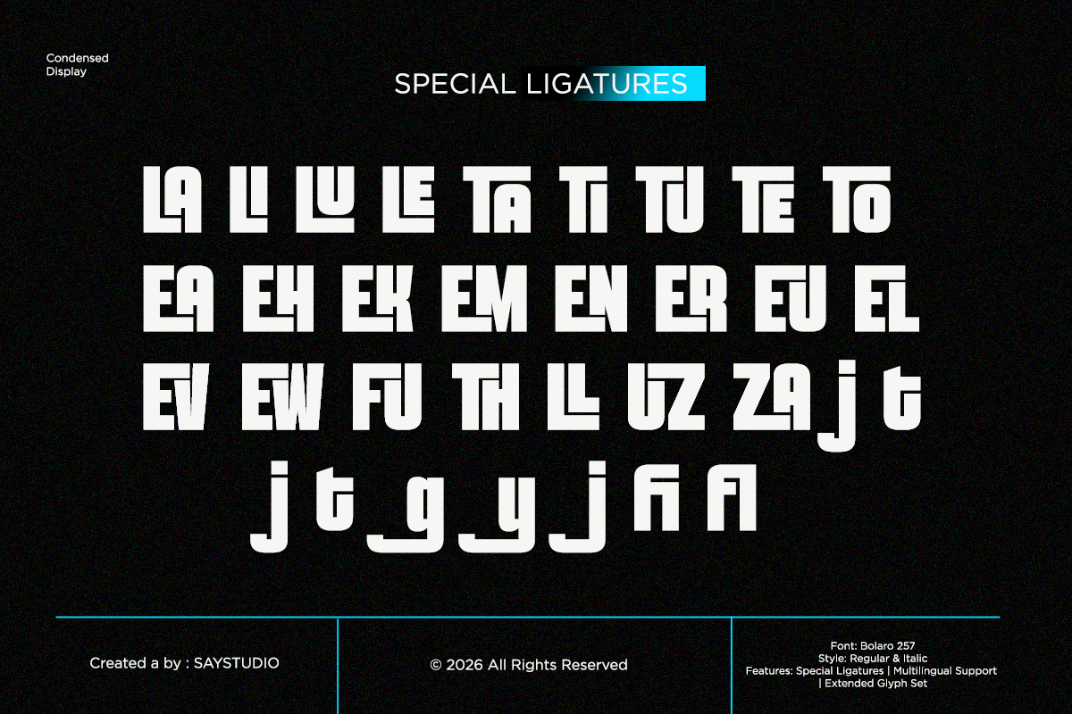 Bolaro - Condensed Display Font, a Sans Serif Font by Say Studio (Photo 16 of 17)