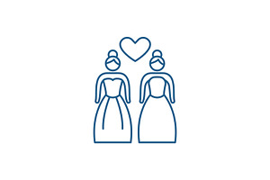 Lesbian Marriage Line Icon Concept