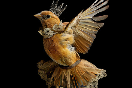 Flying bird with crown