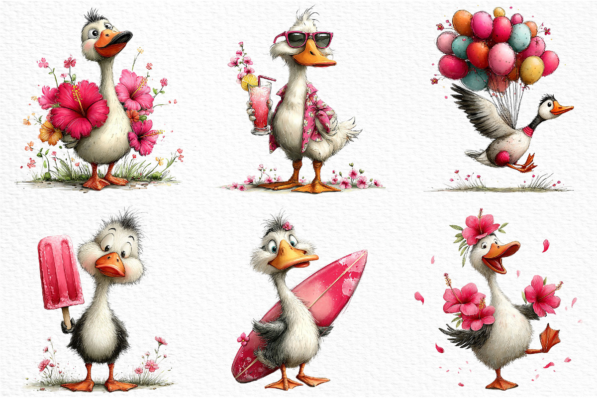 Whimsical Summer Goose Clipart, an Illustration by Craft Nest (Photo 3 of 12)