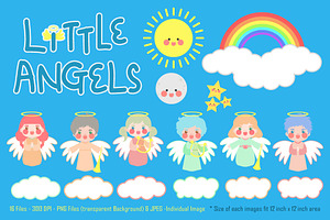 Little Angels Digital Clipart, an Education Illustration by Cozy Cat Design