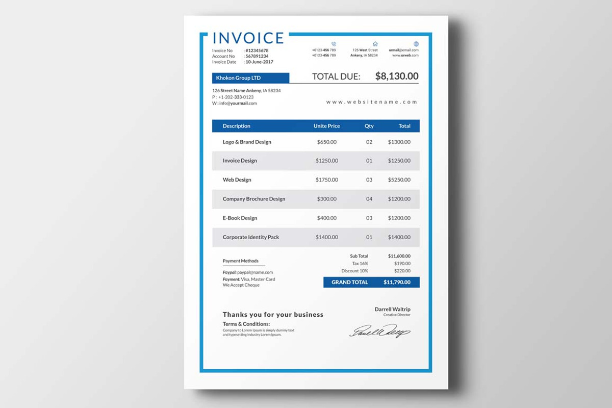 Invoice, a Stationery Template by MRI STUDIO