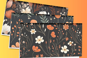 Black Floral Rustic Terracotta