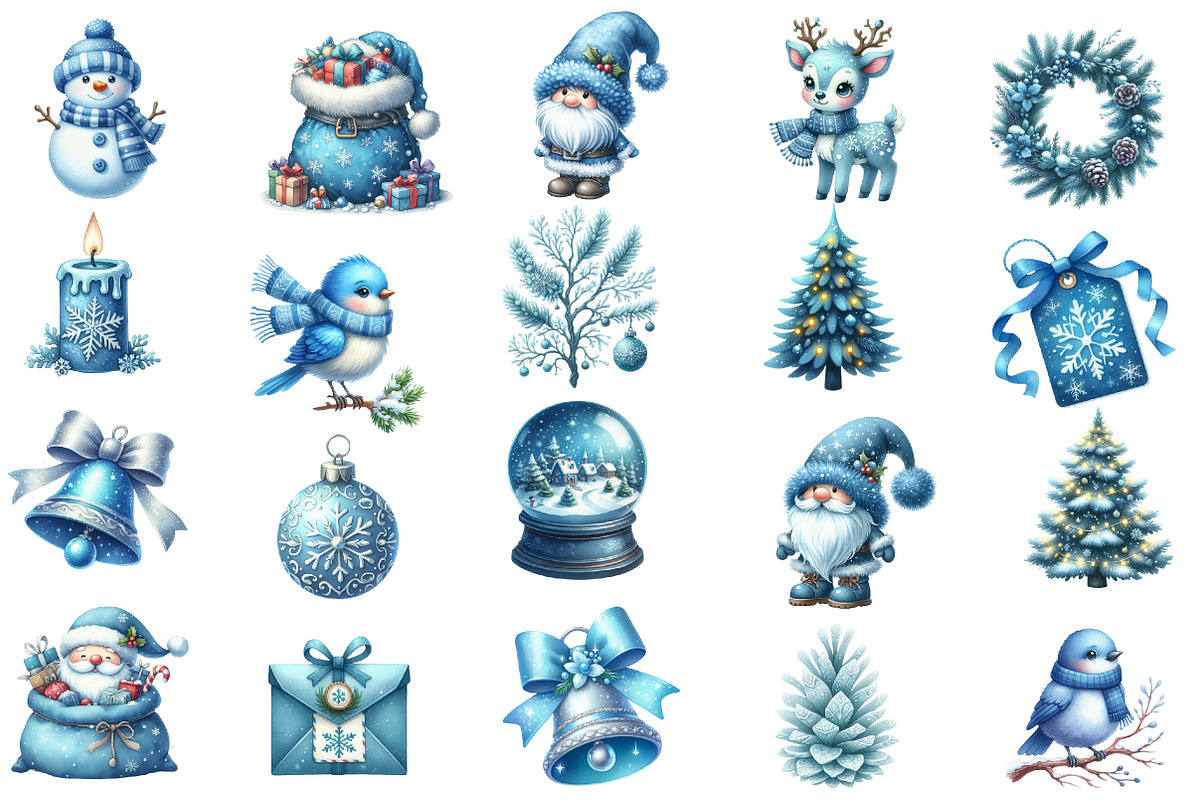 Blue Christmas Clipart Sublimation, an Illustration by Designworld (Photo 2 of 6)