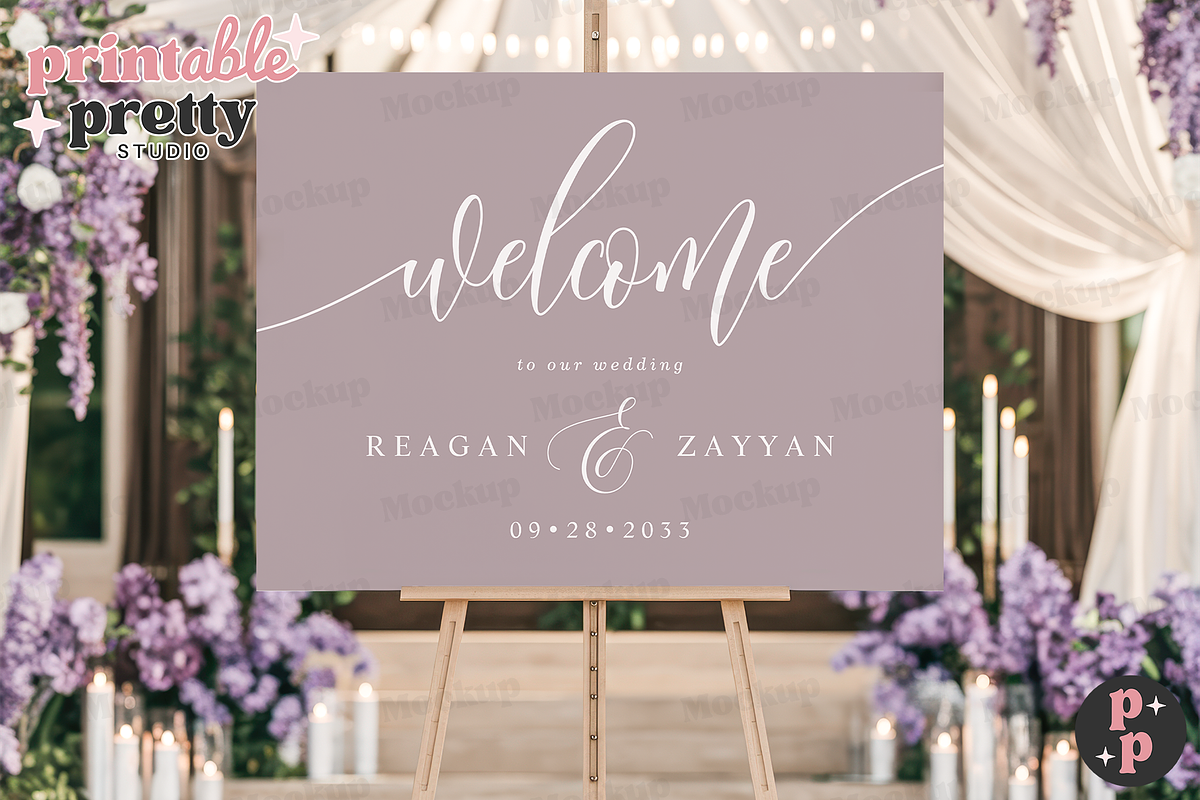 Candlelit PSD Wedding Sign Mockup, a Product Mockup by Printable Pretty Studio (Photo 2 of 6)
