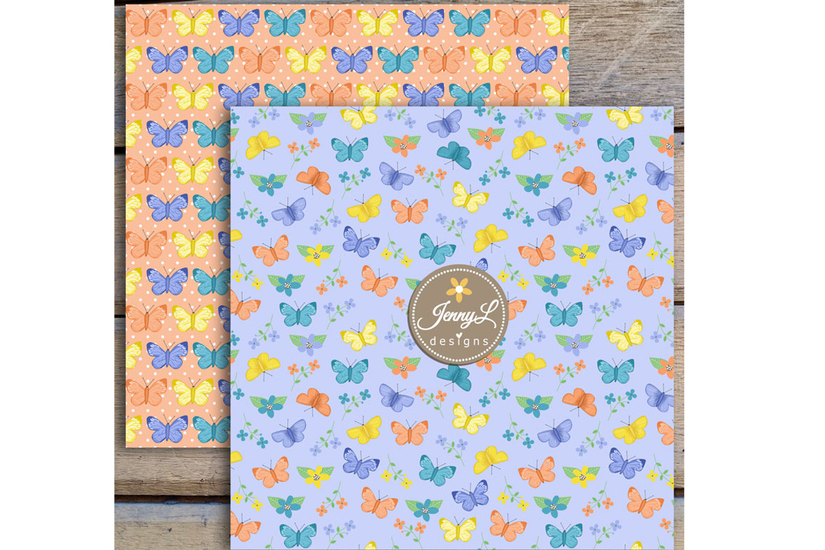 Butterflies Digital Papers & Clipart, a Pattern Graphic by JennyL Designs (Photo 7 of 9)