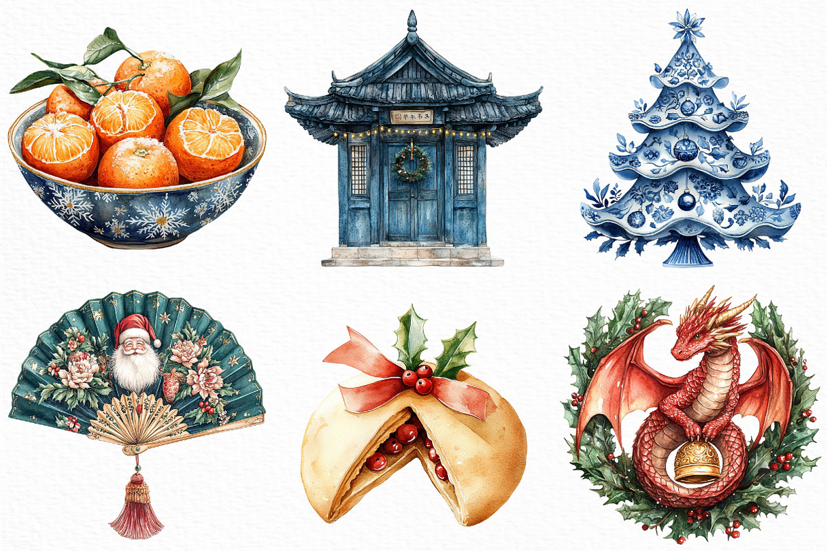 Christmas Chinoiserie Sublimation, an Illustration by Craft Nest (Photo 5 of 6)