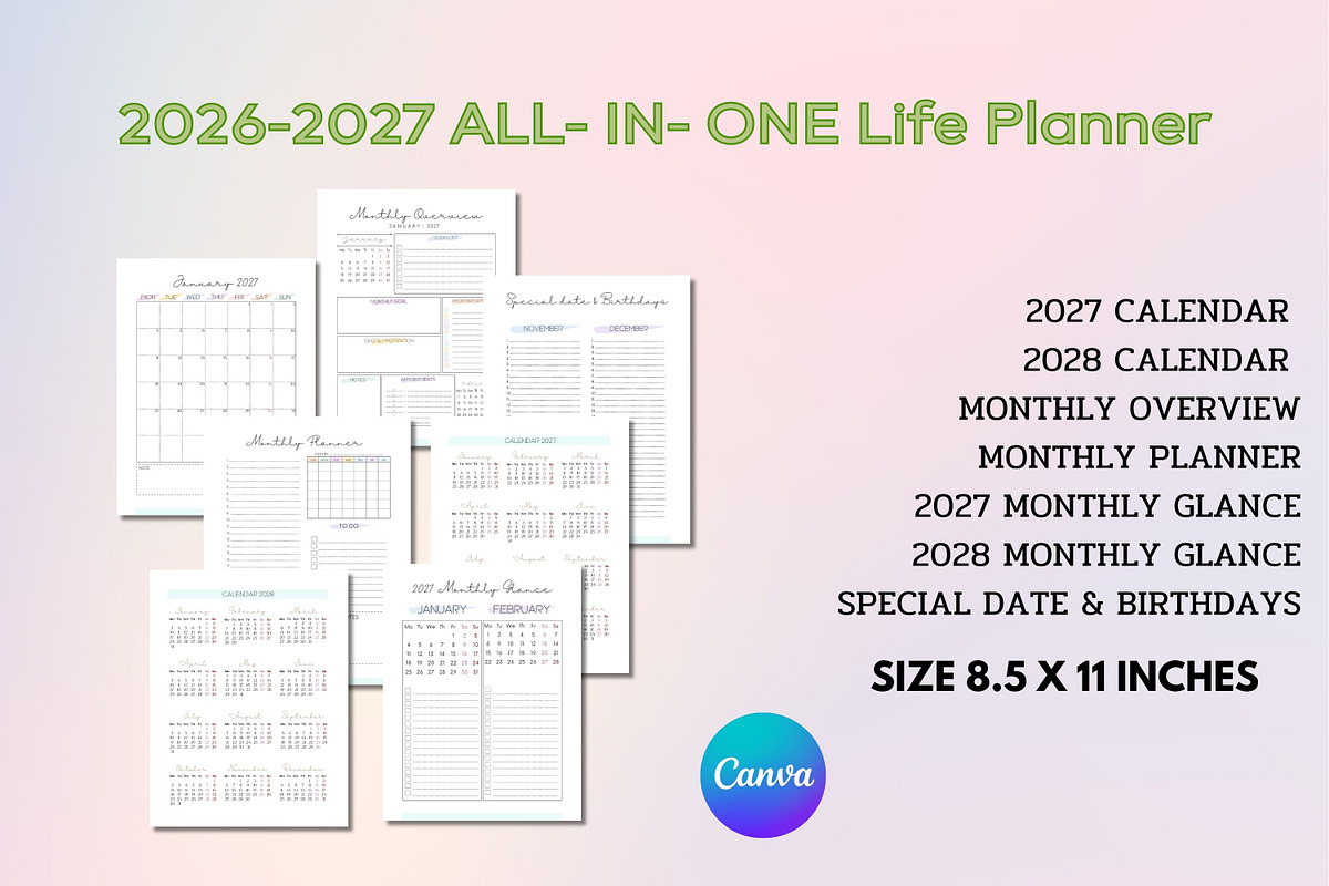 2027-2028 All in One Life Planner, a Templates & Theme by Adalin Shop (Photo 3 of 10)