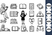Educational Bookreading Vector Set, an Illustration by designvectx (Thumbnail 1 of 3)