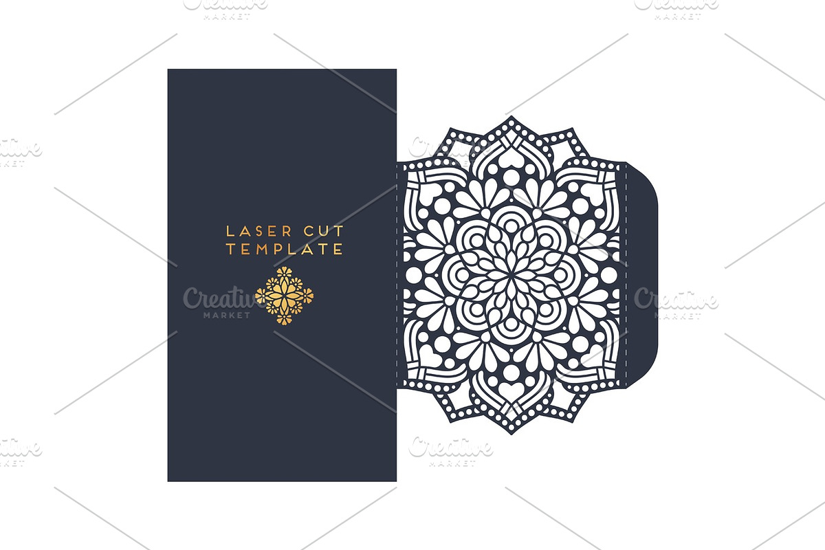 Vector wedding card laser cut template. Vintage decorative elements, an Invitation Template by Tori Shen