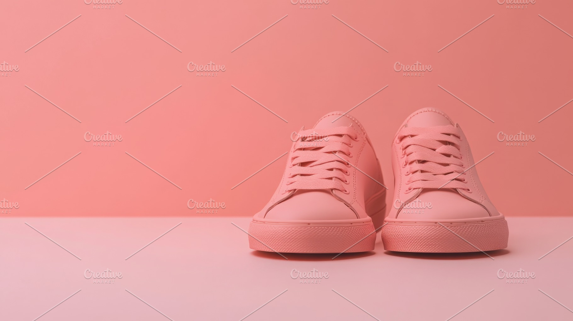 Pink sneakers on color background, a Photo by Dvoevnore photos