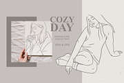 Cozy day.  Female line art, a Graphic by heyXeni (Thumbnail 1 of 9)