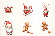 Funny Christmas Watercolor Clipart, an Illustration by CrexoraLab (Thumbnail 2 of 5)