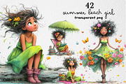 Whimsical Summer Beach Girl Clipart, an Illustration by Dream Creation (Thumbnail 1 of 6)