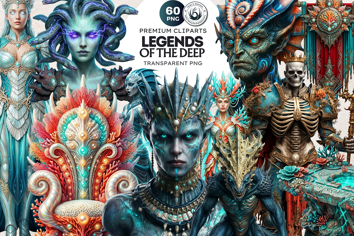Legends of the Deep Cliparts, a Person Illustration by ThatsDesignArt (Photo 1 of 15)