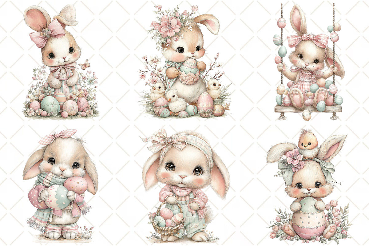 Watercolor Easter Bunny Clipart, an Illustration by Black Bird Studio (Photo 4 of 5)
