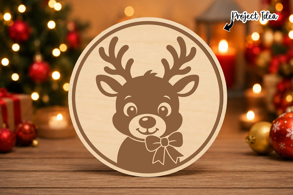 Christmas Reindeer Wooden Sign SVG, an Object Graphic by OK Design (Photo 2 of 3)