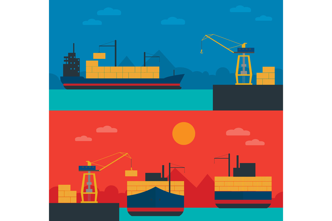 Logistics infographic banner set., a Work Illustration by ...