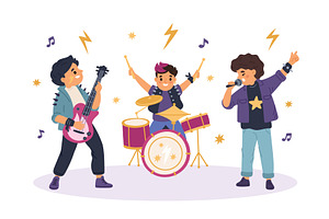 Funny rock band. Kids music trio, a Person Illustration by YummyBuum