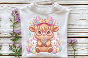 Easter Day Highland Cow PNG, Easter, an Illustration by CraftArtStudio (Thumbnail 3 of 4)