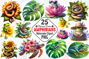 Botanical Summer Amphibians & PNG, a Seasonal Illustration by RobertsArt