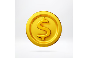 Golden 3d coin with dollar sign., a Finance Illustration by Abscent