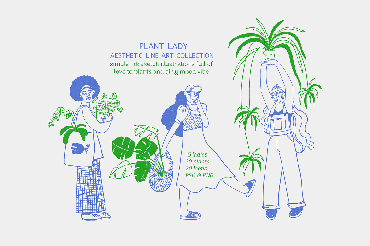 Plant Lady - aesthetic line art, a Person Illustration by Annakniaz (Photo 1 of 17)