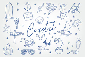 set of beach and sea life objects, a Background Graphic by PrastHF