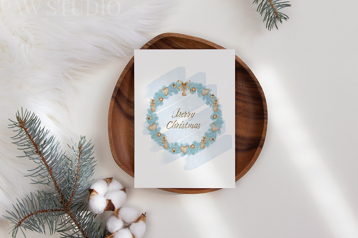Christmas Wreath Clipart Winter Card, a Decorative Illustration by PawGraphic (Photo 6 of 11)