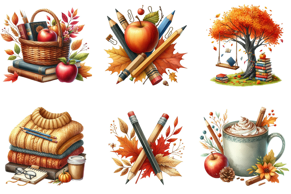 Autumn Back to School Clipart, an Illustration by DreamArtGraphic