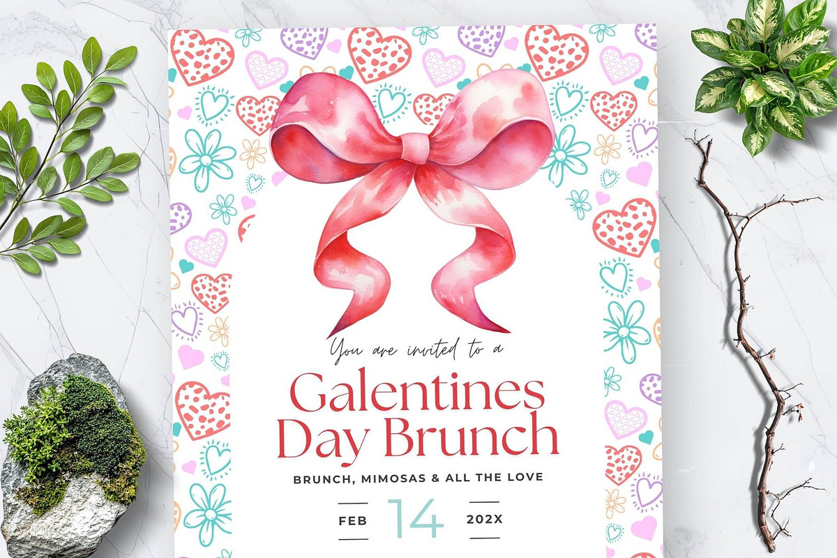 Galentines Day Brunch Invite & Menu, an Invitation Template by Tracia Creative (Photo 2 of 7)