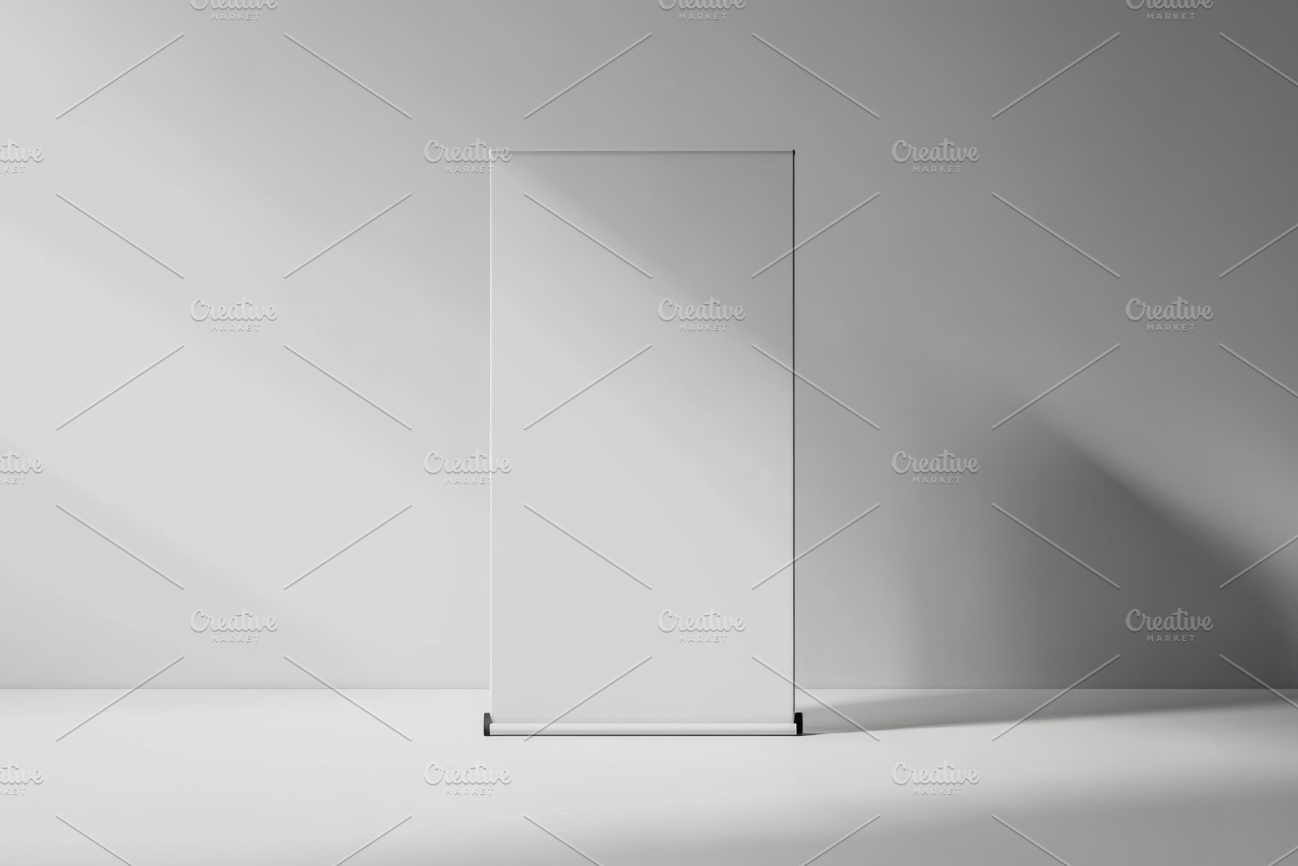 Blank Roll Up Banner White Studio Mo, a Background Photo by Pixeness Studio
