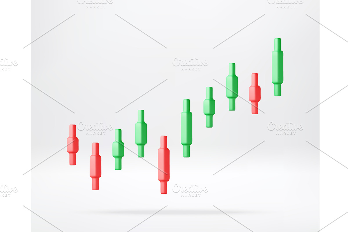 3D Green and red finance candlestick, a Finance Illustration by Abscent
