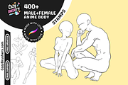 400+ Anime Body Template Stamps, a Brushes & More by Cozy Brushery (Thumbnail 1 of 7)