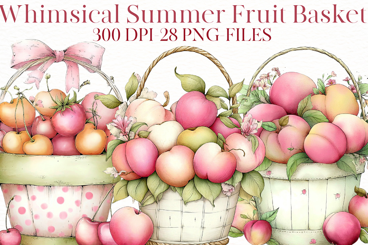 Whimsical Summer Fruit Basket Clipar, an Illustration by Designworld (Photo 1 of 8)