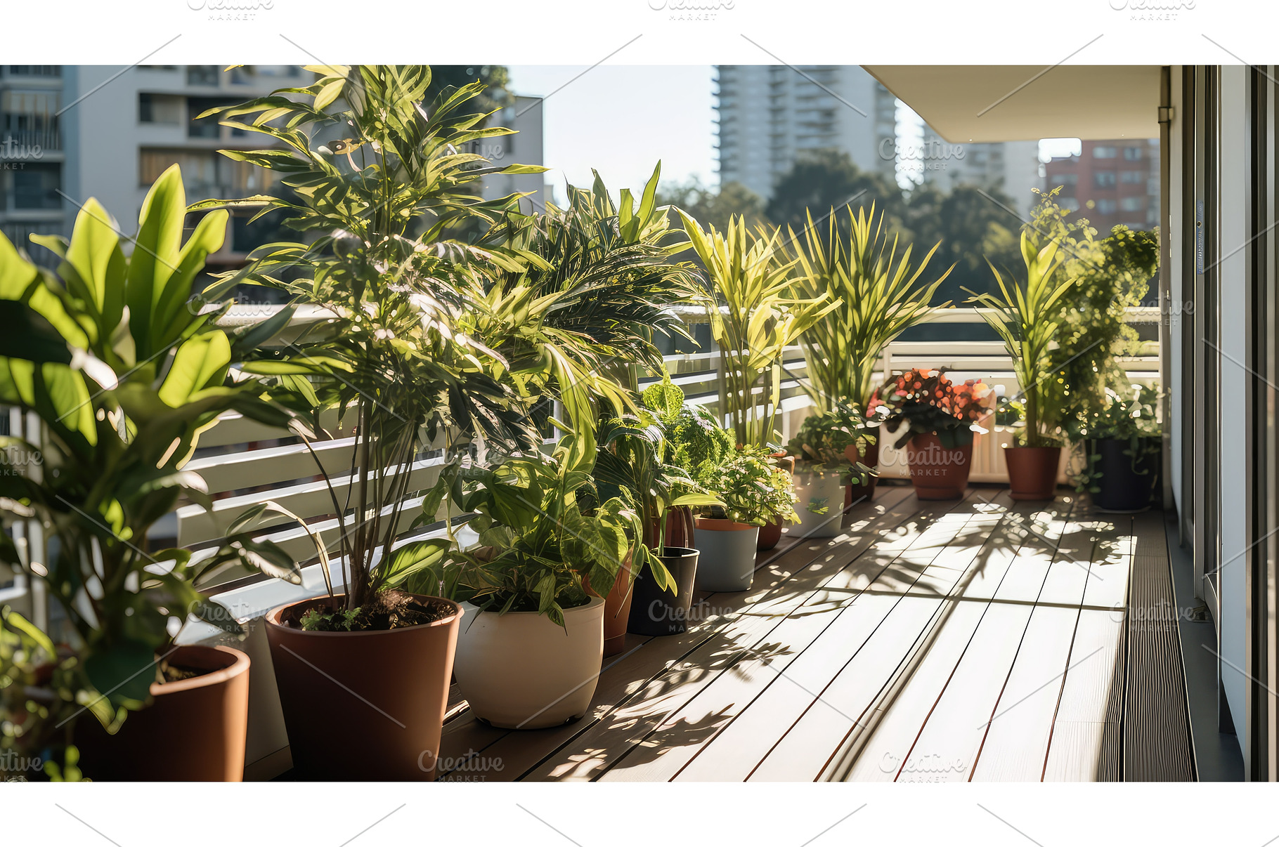 balcony privacy plants ai generated, a Nature Photo by pikepicture