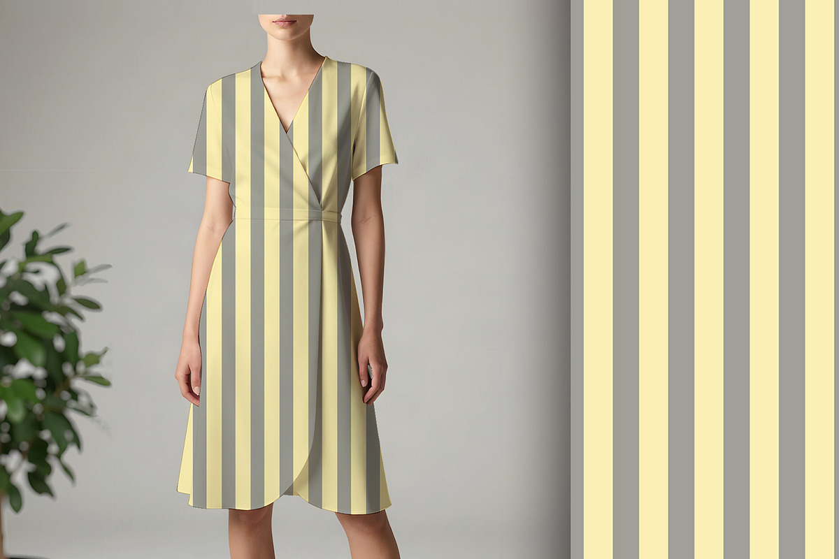 Butter Yellow and Grey Stripe 2, a Pattern Graphic by Sharon Schwalbe (Photo 1 of 6)