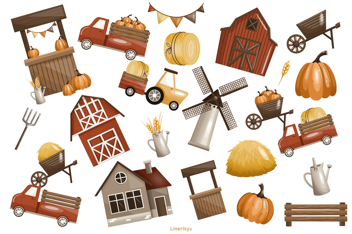 Autumn farm-kids collection, a Seasonal Illustration by Linerisyart (Photo 2 of 23)