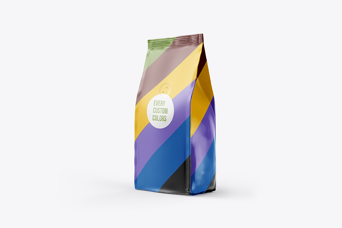 Coffee Pouch Half Side 3/4 Mockup, a Packaging Mockup by easymock (Photo 4 of 8)