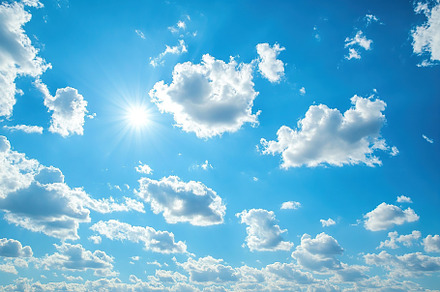 Background of beautiful blue sky with white clouds, a Background Photo by AlyaAnd
