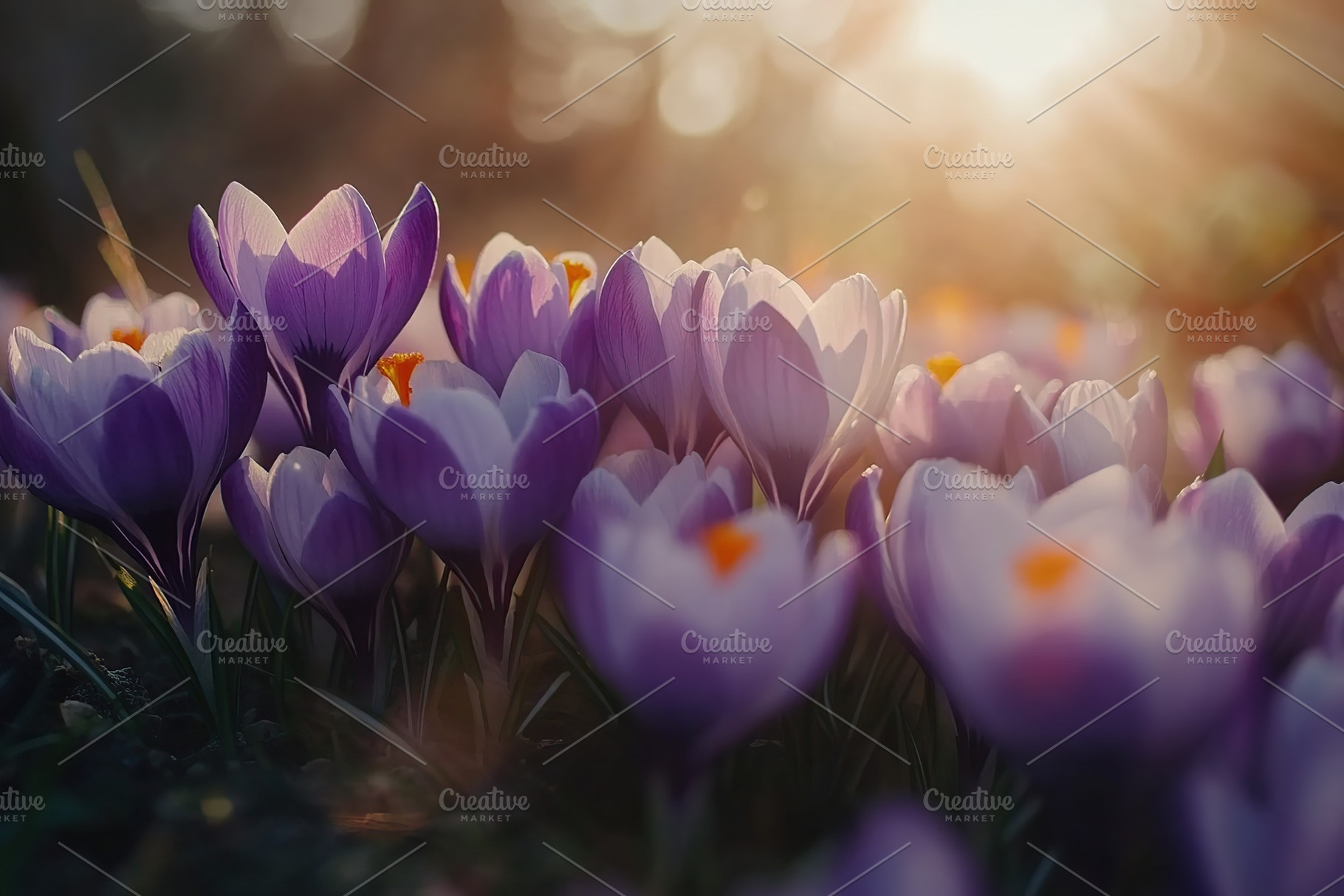 Spring crocus flowers with sun rays, a Nature Photo by AlyaAnd