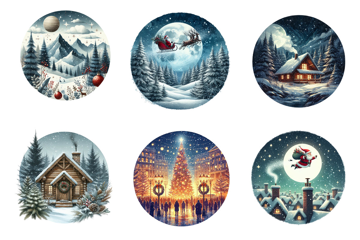 Christmas Landscapes Clipart, an Illustration by SinaCreation (Photo 5 of 7)