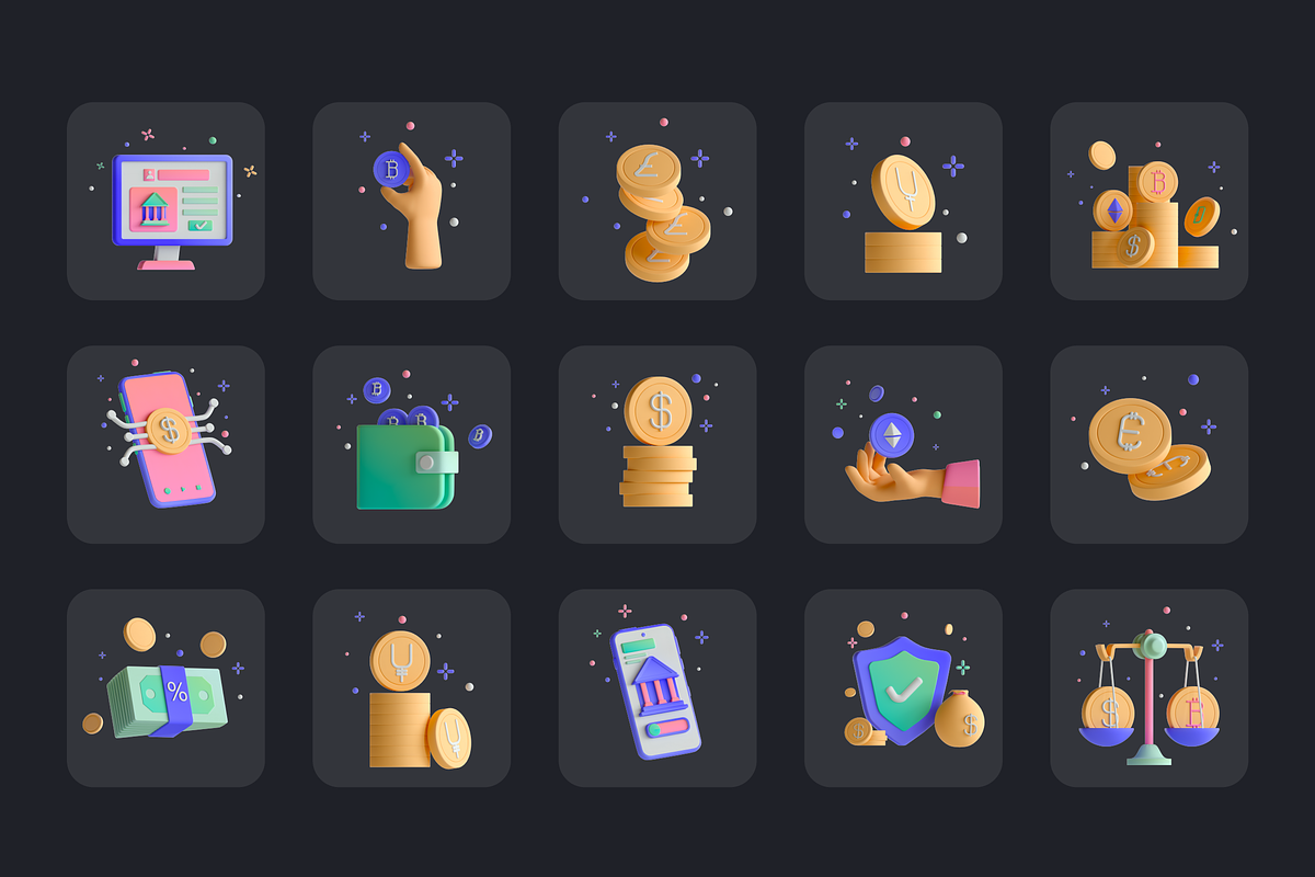 Digital Currency 3D Icon Set, a 3D by Flat Icons (Photo 7 of 8)